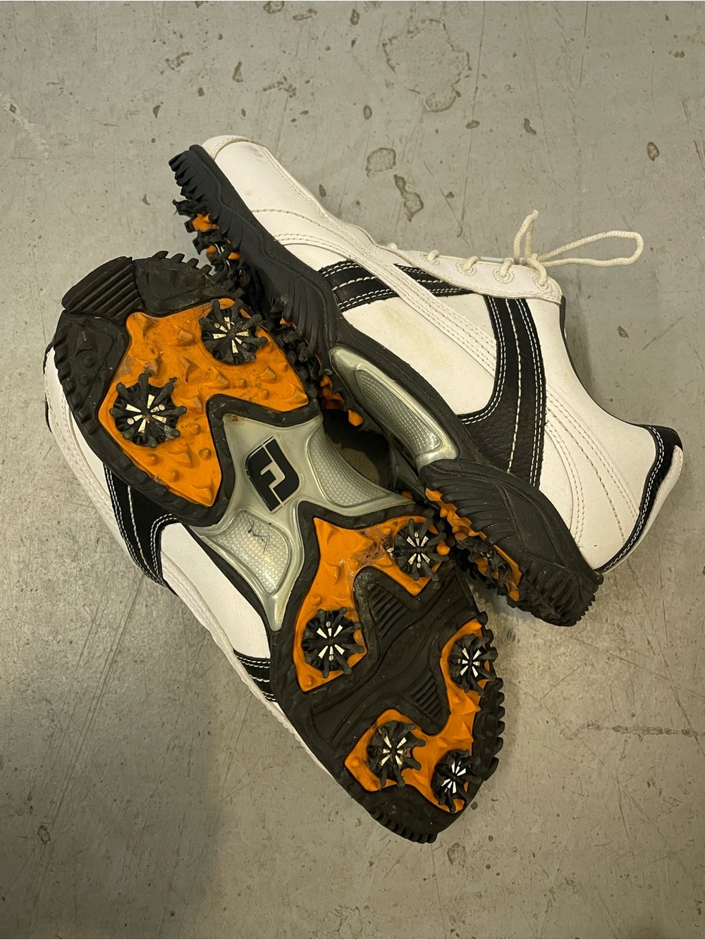 White and Black Men’s Foot Joy Athletic Golf Shoes - Picture 3 of 7